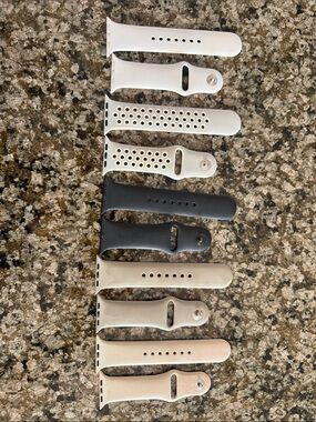 Apple Silicone Watch Bands in White, Black, and Beige